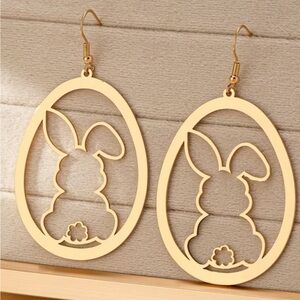 Gold Bunny Silhouette Earrings nwt